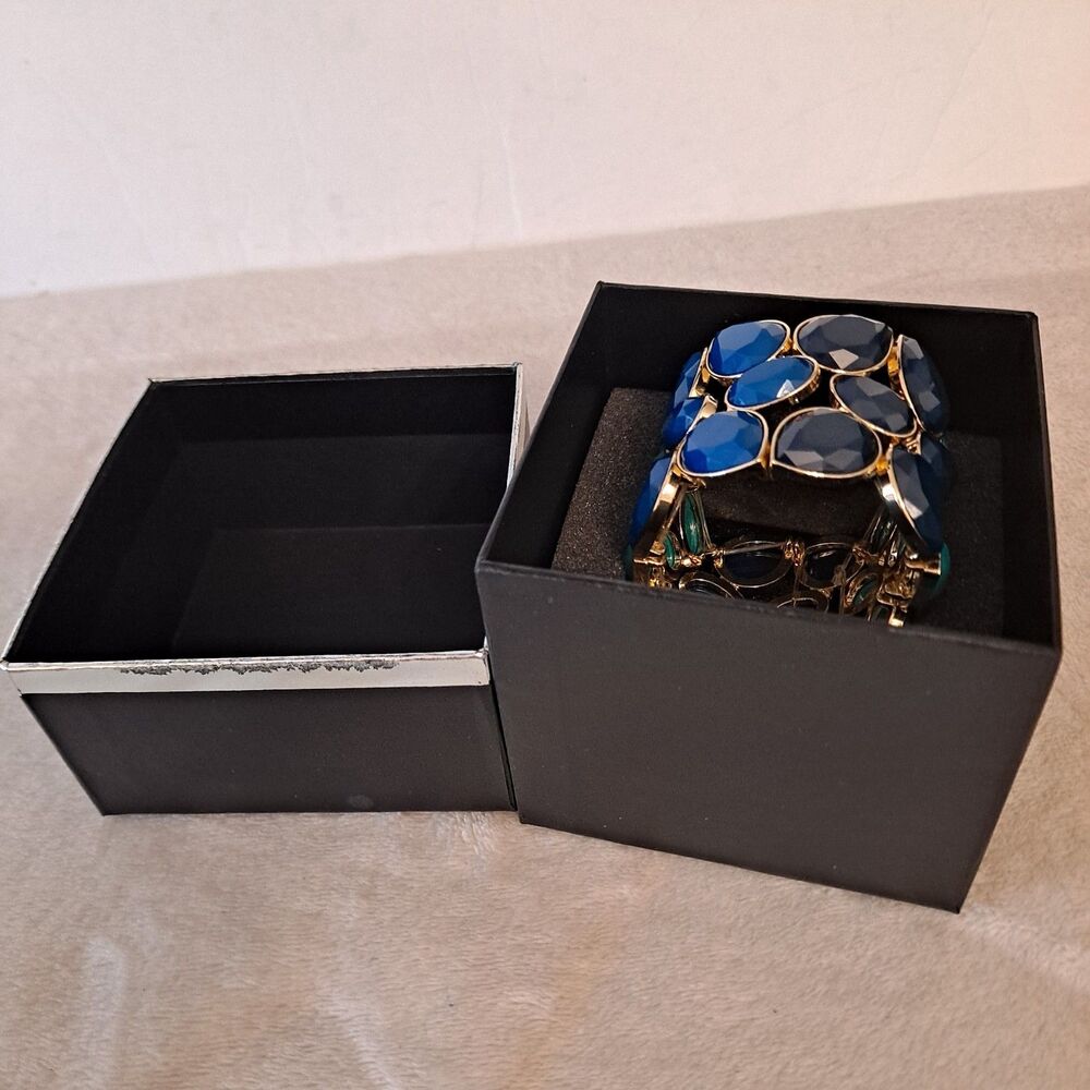 INC International Concepts Stretch Bracelet Goldtone Multi Blue - Picture 7 of 8